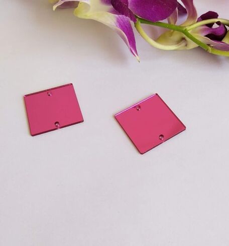 50pcs Rectangle Rose Red Sew on Acrylic Mirror,Acrylic Sew on Rhinestones Flat Back Sew-on Stone,DIY Pink Sew On Acrylic Mirror Pieces (Rose Red, Rectangle 10x35MM) in Saudi Arabia