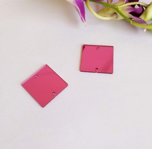 50pcs Rectangle Rose Red Sew on Acrylic Mirror,Acrylic Sew on Rhinestones Flat Back Sew-on Stone,DIY Pink Sew On Acrylic Mirror Pieces (Rose Red, Rectangle 10x35MM) in Saudi Arabia