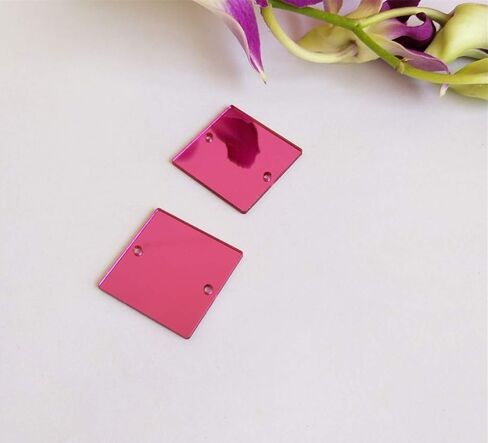 50pcs Rectangle Rose Red Sew on Acrylic Mirror,Acrylic Sew on Rhinestones Flat Back Sew-on Stone,DIY Pink Sew On Acrylic Mirror Pieces (Rose Red, Rectangle 10x35MM) in Saudi Arabia