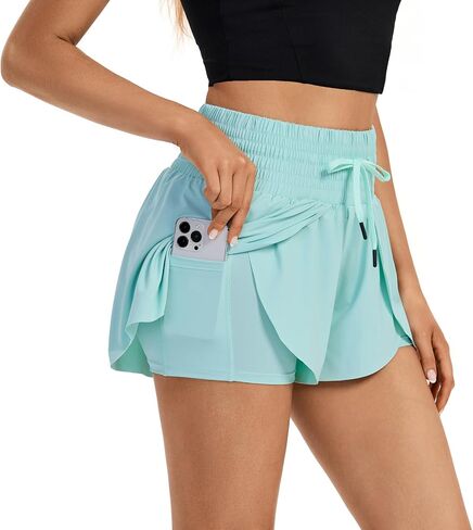 Blaosn Flowy الجري السراويل للنساء رياضة اليوغا تجريب رياضي عالية الخصر التنس تنورة عرق Skort لطيف ملابس الصيف in Kuwait