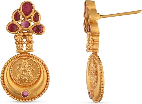 مجموعة قلادة رام سيثا العتيقة المطلية بالذهب من تارينيكا شاليني | أطقم مجوهرات هندية للنساء | مثالي للمناسبات العرقية | قلادة جنوب الهند التقليدية | 1 سنة الضمان* in Kuwait