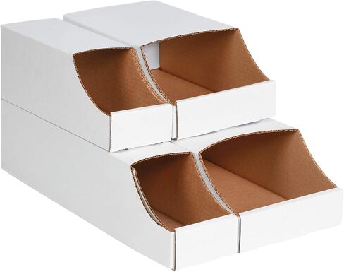 صناديق صناديق قابلة للتكديس من BOX USA BBINB1212، مقاس 30.48 سم × 30.48 سم × 11.43 سم، أبيض أويستر (عبوة من 50 قطعة) in Kuwait