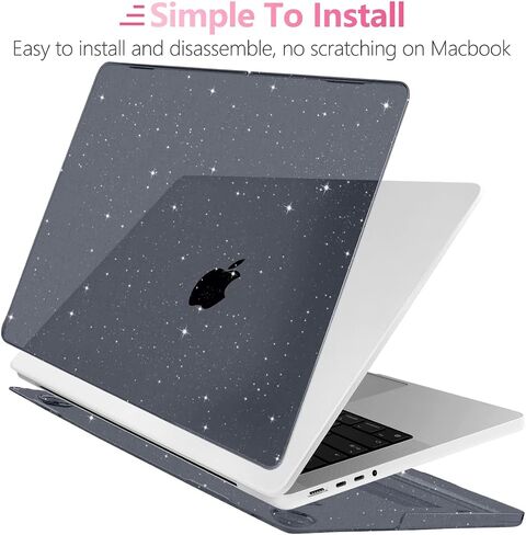 حافظة Batianda Glitter لجهاز M3 New MacBook Pro 16 بوصة، إصدار 2023 2021 A2991/A2780/A2485 M2 M1 Pro/Max، غطاء حماية صلب شفاف + غطاء لوحة مفاتيح، شفاف لامع in Kuwait