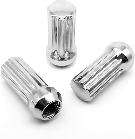 Lug Nuts Chrome 24 Pack - M14x1.5 Conical Seat - Extended Spline - Fits 8 Lug Aftermarket Wheels - Includes 2 Socket Keys - Compatible with Ford, Ram,SAAB in Saudi Arabia