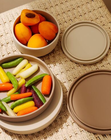 Cleo Plate Silicone Plate With Lid Silicone Toddler Plate (Rose) in Saudi Arabia