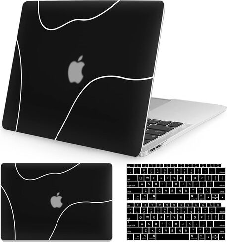 Seorsok Compatible with MacBook Air 13 Inch Case2022 2021 2020 2019 2018 Release A1932 A2179 M1 A2337 Touch ID,Plastic Hard Shell Case with Keyboard Cover-Black in Saudi Arabia