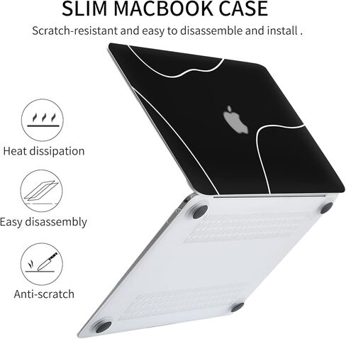 Seorsok Compatible with MacBook Air 13 Inch Case2022 2021 2020 2019 2018 Release A1932 A2179 M1 A2337 Touch ID,Plastic Hard Shell Case with Keyboard Cover-Black in Saudi Arabia