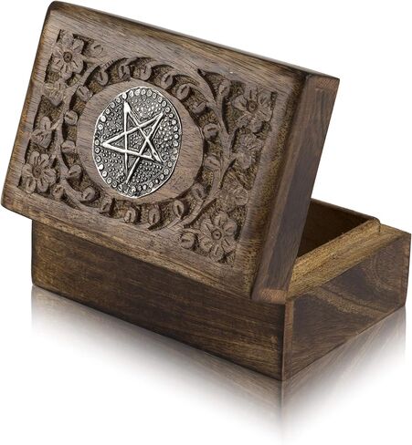 Great Birthday Gift Ideas Handmade Decorative Wooden Jewelry Box Treasure Box Jewelry Organizer Keepsake Box Treasure Chest Trinket Holder Lock Box Watch Box 6 x 4 Inch in Saudi Arabia