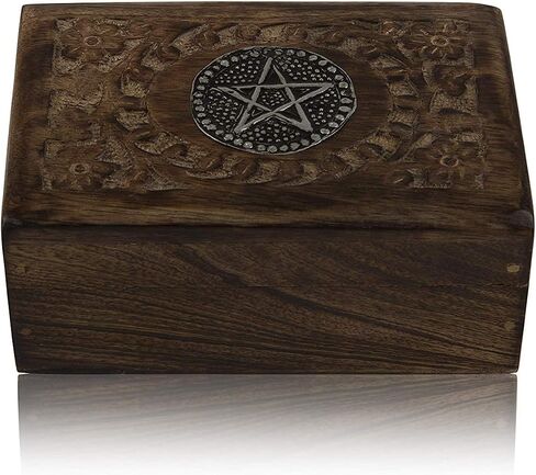 Great Birthday Gift Ideas Handmade Decorative Wooden Jewelry Box Treasure Box Jewelry Organizer Keepsake Box Treasure Chest Trinket Holder Lock Box Watch Box 6 x 4 Inch in Saudi Arabia
