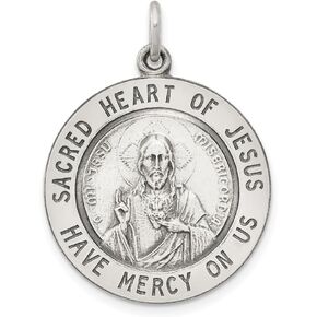 925 Sterling Silver Sacred Heart of Jesus Medal Pendant (L- 30 mm, W- 22 mm) in Kuwait