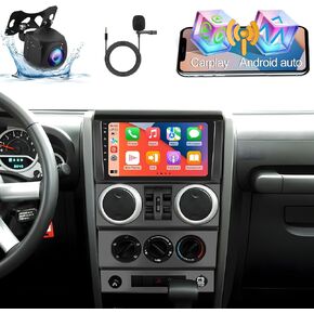 ستيريو سيارة 2+64 جيجا لسيارة جيب رانجلر (بابين) 2007 2008 2009 2010 مع Carplay & Android Auto - راديو بشاشة تعمل باللمس 9 بوصة يدعم WiFi/GPS Navigation/FM/RDS/Bluetooth in Kuwait