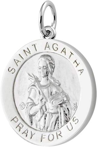 US Jewels Ladies 925 Sterling Silver Saint Agatha Medal Heldant ، 18.5mm in Saudi Arabia