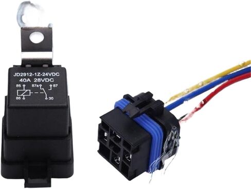 Car Auto Automobile Relay Sealed Waterproof Integrated Wired DC12V/24V 40A 5Pin 4pin Auto Relay + Holder with 150mm Length Wires(5P 24V) in Saudi Arabia