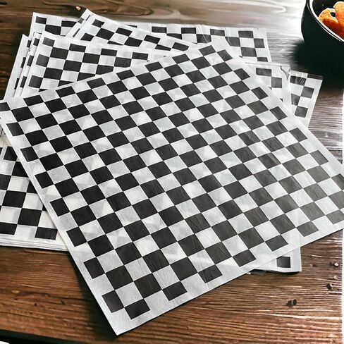 The Baker Celebrations 100 Sheets Black & White Check Sandwich Paper Wrap, Made in USA – 12 x 12 inch Deli Waxed Papers Food Basket Liners Wrapping Checkered Sheets in Saudi Arabia