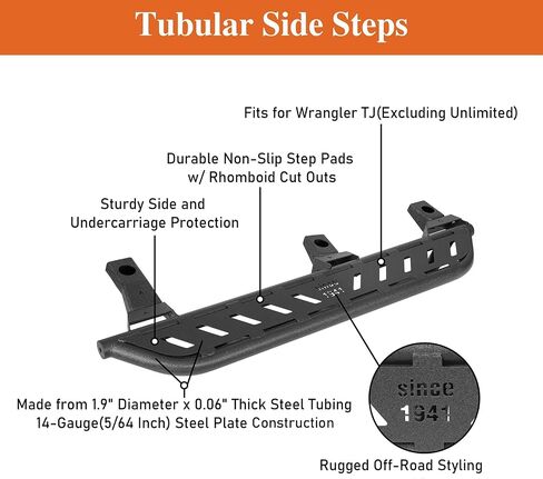 u-Box Wrangler TJ Rock Guards Running Board Side Step Armor for 1997-2006 Jeep Wrangler TJ - 5.27-inch Drop Down Tubular Rocker Rails in Saudi Arabia