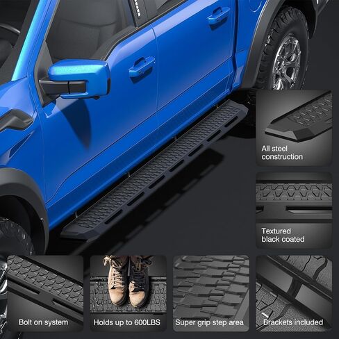 ONINE Landing Zone 7" Integral Stamped Running Boards Custom Fit 2022-2025 Toyota Tundra CrewMax Cab Side Steps Nerf Bars, Textured Black in Saudi Arabia