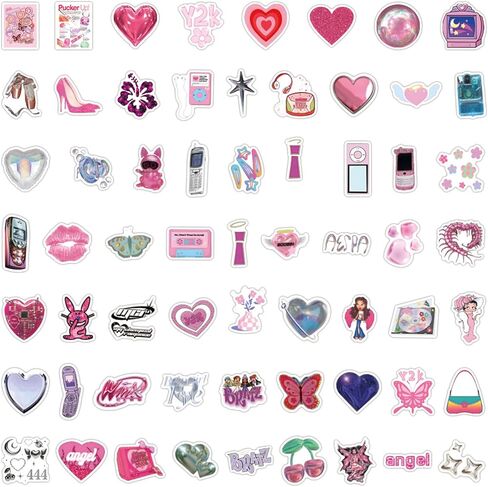 120pcs Y2k Retro Aesthetic Stickers for Water Bottle, Cute 2000s Cyber Trend Vinyl Waterproof Decal for Girl Teen Adult Birthday Gifts Laptop Phone Skateboard Guitar Luggage Notebook Helmet in Saudi Arabia