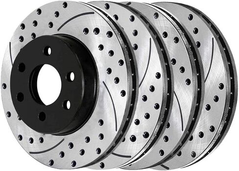 AutoShack Black Hat Drilled and Slotted Brake Rotors Front and Rear Brake Rotor Replacement Kit for Chev Astro Tahoe Silverado 1500 Classic GMC Safari Sierra 1500 Classic Yukon XL 1500 PR65056PR65068 in Saudi Arabia