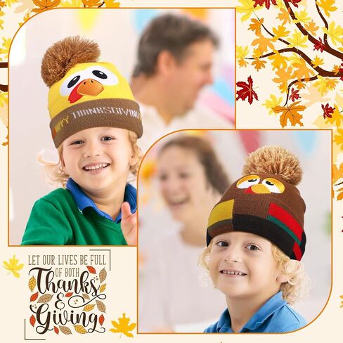 8pcs Turkey Pom Pom Beanie Hat Thanksgiving Funny Beanie Turkey Hat Turkey Knitted Cap for Adults Men Women Dress up Costume Running Winter Cosplay (Novelty) in Saudi Arabia