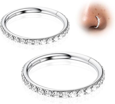 2pcs خاتم الأنف مجموعة: 14g 16g 18g 20g 316l من الفولاذ الجراحي حلقات الحاجز الحاجز المجوهرات هيئة جسم خواصة 6/7/8/9/10/12 ملم. in Kuwait
