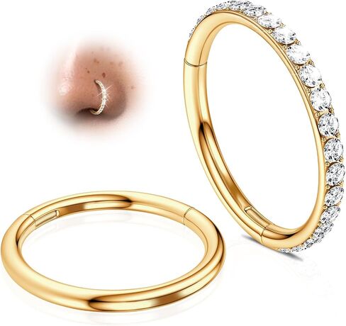 2pcs خاتم الأنف مجموعة: 14g 16g 18g 20g 316l من الفولاذ الجراحي حلقات الحاجز الحاجز المجوهرات هيئة جسم خواصة 6/7/8/9/10/12 ملم. in Kuwait