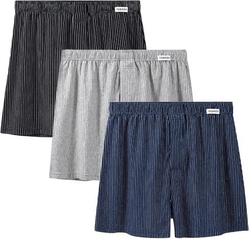 Men's Super Soft Premium Organic Cotton Boxer Shorts Loose Fit Button Open Fly Underwear Pack of 3 in Kuwait