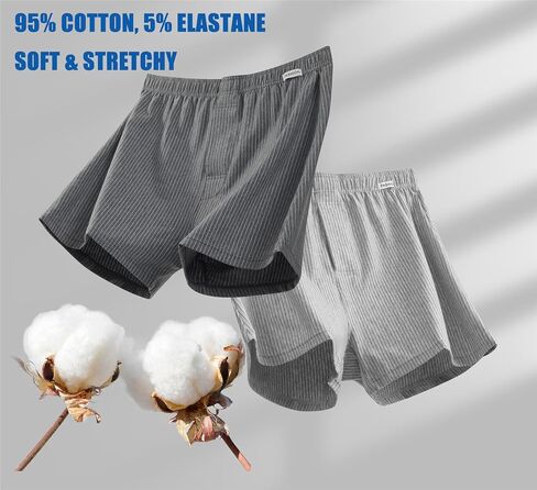 Men's Super Soft Premium Organic Cotton Boxer Shorts Loose Fit Button Open Fly Underwear Pack of 3 in Kuwait