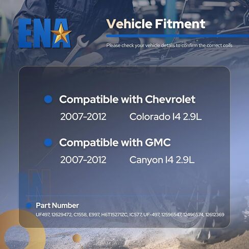 حزمة ملف الإشعال ENA 4.2L V6 متوافقة مع Chevy GMC Isuzu Saab Buick 2006 2007 Rainier، 2006 2007 2008 2009 Trailblazer 97x Envoy، 2006-2007 Ascender Coils لـ UF497 C1558 12496547، مجموعة من 6 in Kuwait