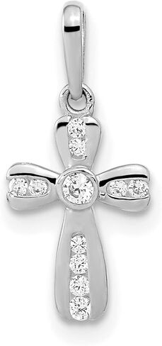14K الذهب الأبيض CZ Cross قلادة 13 مم × 8 مم in Saudi Arabia