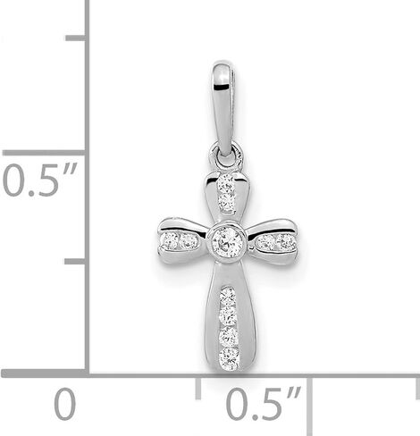 14K الذهب الأبيض CZ Cross قلادة 13 مم × 8 مم in Saudi Arabia