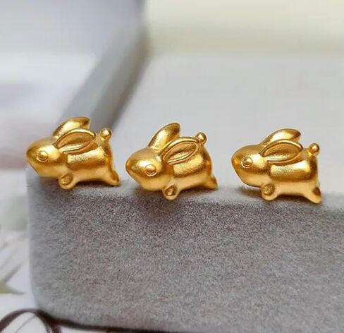 1pc Pure 999 24K Gold Gold Women Rabbit Bead Pendant 0.1-0.2g in Saudi Arabia