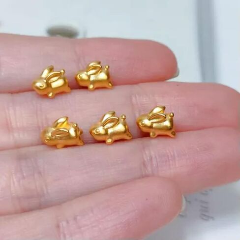 1pc Pure 999 24K Gold Gold Women Rabbit Bead Pendant 0.1-0.2g in Saudi Arabia