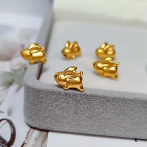 1pc Pure 999 24K Gold Gold Women Rabbit Bead Pendant 0.1-0.2g in Saudi Arabia