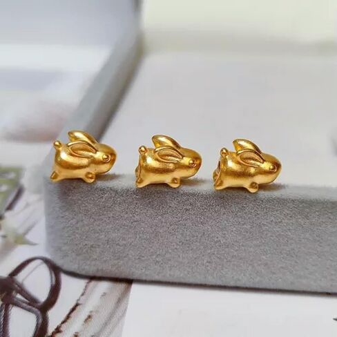 1pc Pure 999 24K Gold Gold Women Rabbit Bead Pendant 0.1-0.2g in Saudi Arabia