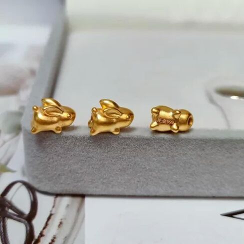 1pc Pure 999 24K Gold Gold Women Rabbit Bead Pendant 0.1-0.2g in Saudi Arabia