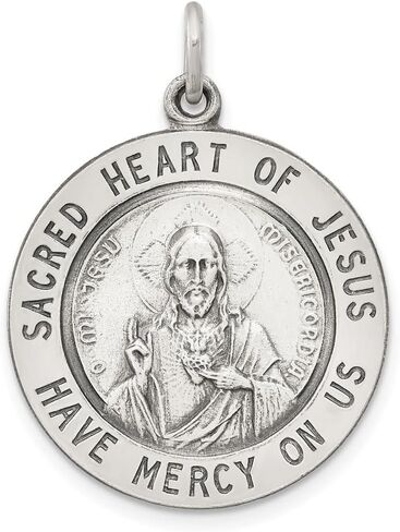 925 sterling Silver Silver Heart of يسوع ميدالية قلادة (L- 30 مم ، W- 22 ملم) in Saudi Arabia