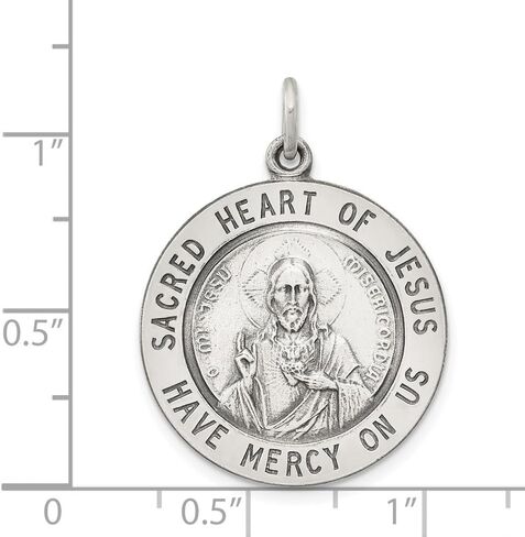 925 sterling Silver Silver Heart of يسوع ميدالية قلادة (L- 30 مم ، W- 22 ملم) in Saudi Arabia