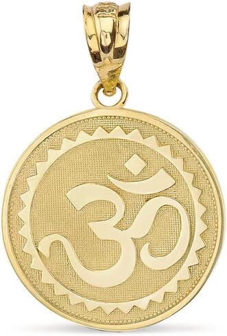 Solid 14k Yellow Gold Hindu Meditation Yoga Charm (Aum) Om Disc Pendant in Saudi Arabia