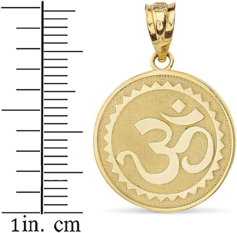 Solid 14k Yellow Gold Hindu Meditation Yoga Charm (Aum) Om Disc Pendant in Saudi Arabia