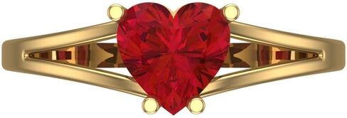 Clara Pucci 1 ct Simulated Ruby Engagement Ring - Heart Cut Solitaire with Simulated Diamond Accents in Solid 18K Yellow Gold - Promise Ring for Women - Bridal Gift (Size) in Saudi Arabia
