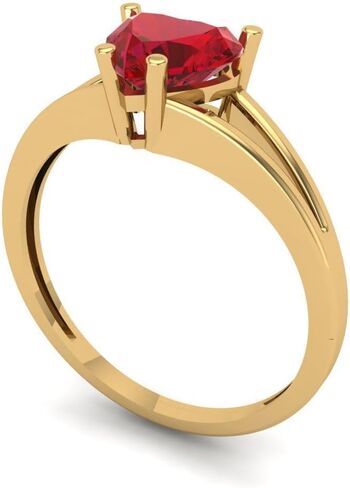 Clara Pucci 1 ct Simulated Ruby Engagement Ring - Heart Cut Solitaire with Simulated Diamond Accents in Solid 18K Yellow Gold - Promise Ring for Women - Bridal Gift (Size) in Saudi Arabia