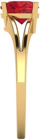 Clara Pucci 1 ct Simulated Ruby Engagement Ring - Heart Cut Solitaire with Simulated Diamond Accents in Solid 18K Yellow Gold - Promise Ring for Women - Bridal Gift (Size) in Saudi Arabia