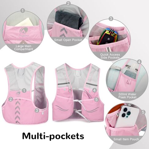 Running Vest for Men with 2 pcs 500ml Water Bottle, Hydration Vest for Running Women, Lightweight Runner Water Vest in Saudi Arabia