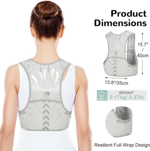 Hydration Running Vest with 2pcs 500ml/17oz Water Bottles, M/L in Kuwait