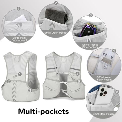 Hydration Running Vest with 2pcs 500ml/17oz Water Bottles, M/L in Kuwait