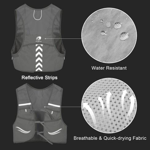 Hydration Running Vest with 2pcs 500ml/17oz Water Bottles, M/L in Kuwait