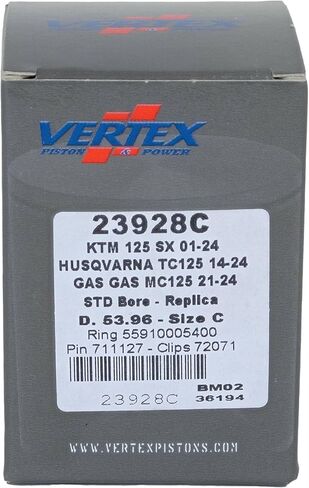 Vertex Replica Cast Piston Kit Compatible with/Replacement for KTM 125 EXC (01-16), 125 SX (01-18), 125 XC-W (17-18), Husqvarna TC 125 (14-18), TE 125 (14-16), TX 125 (17-18) 23928C in Saudi Arabia