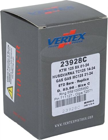 Vertex Replica Cast Piston Kit Compatible with/Replacement for KTM 125 EXC (01-16), 125 SX (01-18), 125 XC-W (17-18), Husqvarna TC 125 (14-18), TE 125 (14-16), TX 125 (17-18) 23928C in Saudi Arabia