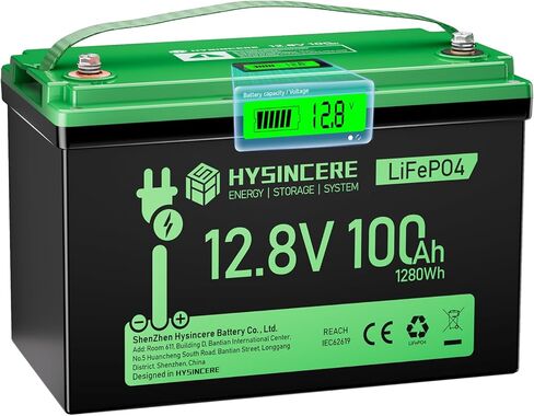 بطارية 12V 100AH MINI LIFEPO4 ، بطارية ليثيوم قابلة لإعادة الشحن مع 100A BMS ، عرض الشاشة ، MAX.1.28KWH ، ما يصل إلى 15000 دورة وعمر 10 سنوات للأنظمة الشمسية ، التخييم in Kuwait