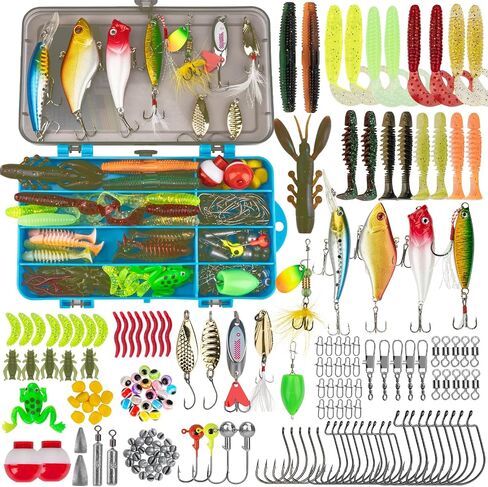 طقم Thkfish Fishing Fishing ، طقم معدات صيد الجهير لصندوق معالجة المياه العذبة مع معالجة شملت الطعوم Topwater ، Swimbaits ، Frog ، in Kuwait